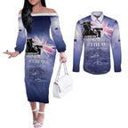 Australia ANZAC Day Couples Matching Off The Shoulder Long Sleeve Dress and Long Sleeve Button Shirt Battle Of Passchendaele Remember Them