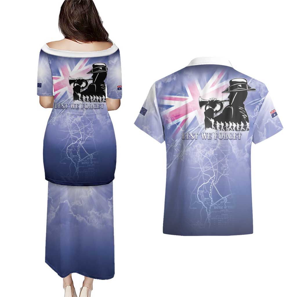 Australia ANZAC Day Couples Matching Puletasi and Hawaiian Shirt Battle Of Passchendaele Remember Them