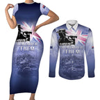 Australia ANZAC Day Couples Matching Short Sleeve Bodycon Dress and Long Sleeve Button Shirt Battle Of Passchendaele Remember Them