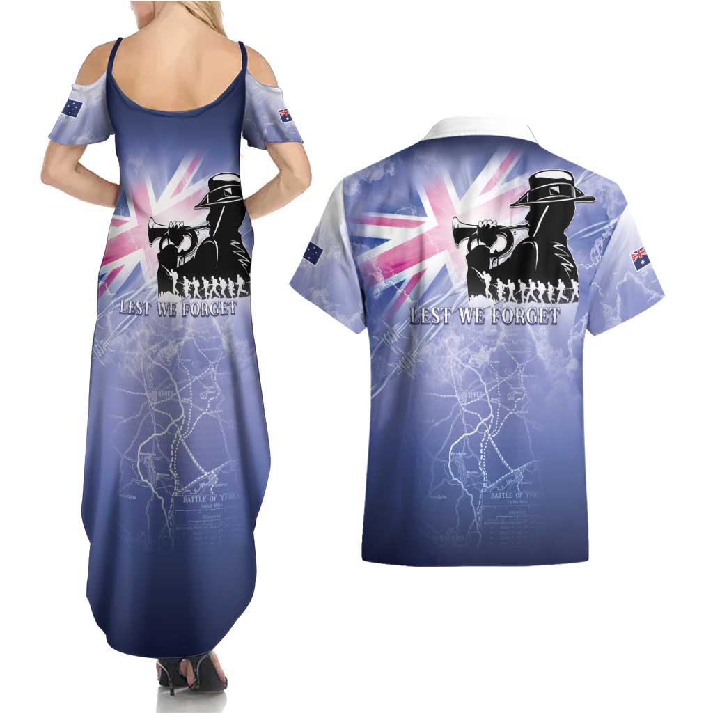 Australia ANZAC Day Couples Matching Summer Maxi Dress and Hawaiian Shirt Battle Of Passchendaele Remember Them