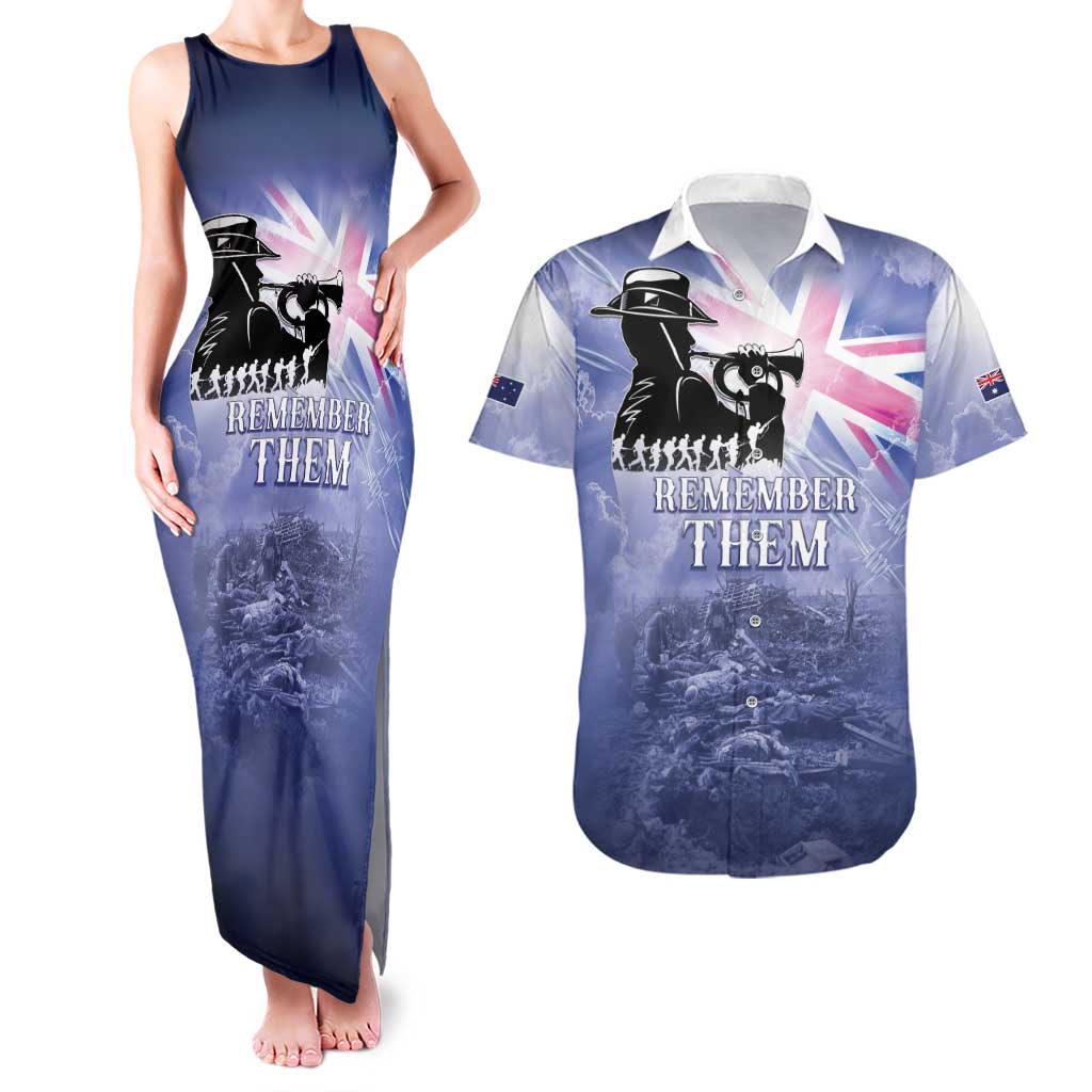 Australia ANZAC Day Couples Matching Tank Maxi Dress and Hawaiian Shirt Battle Of Passchendaele Remember Them