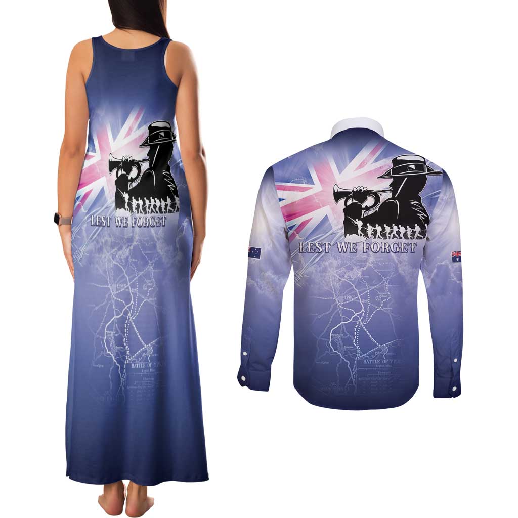 Australia ANZAC Day Couples Matching Tank Maxi Dress and Long Sleeve Button Shirt Battle Of Passchendaele Remember Them