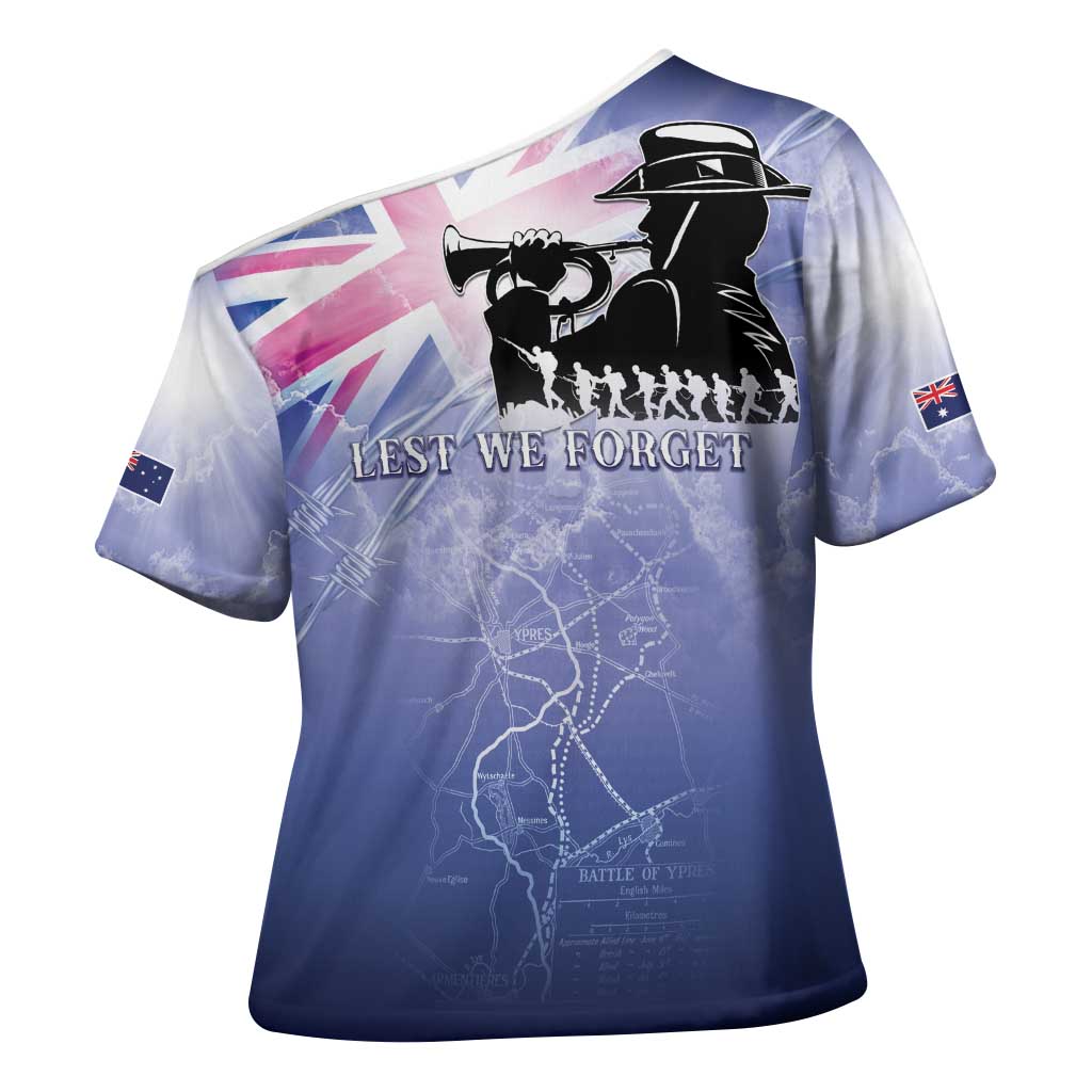 Australia ANZAC Day Cross Shoulder Shirt Battle Of Passchendaele Remember Them
