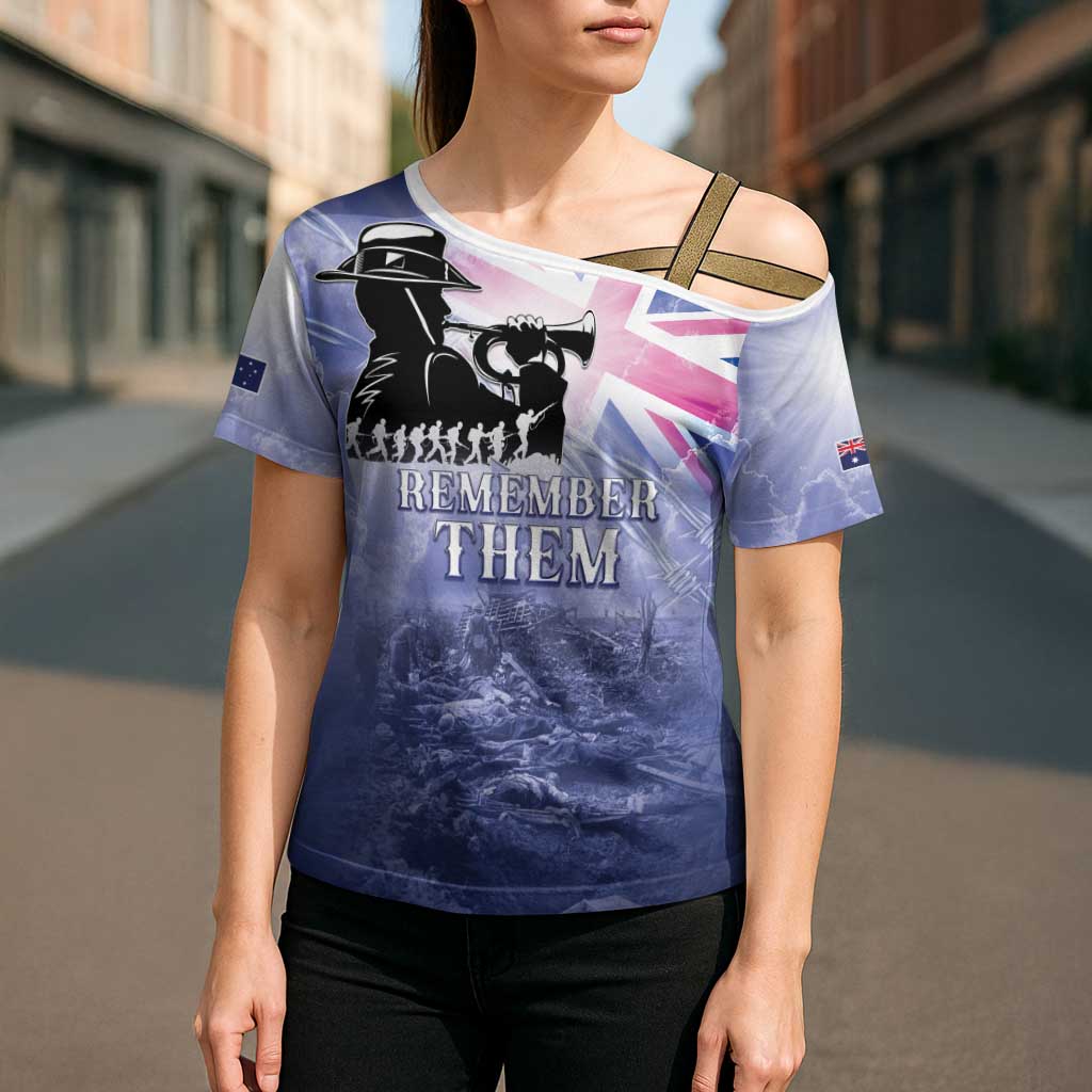 Australia ANZAC Day Cross Shoulder Shirt Battle Of Passchendaele Remember Them