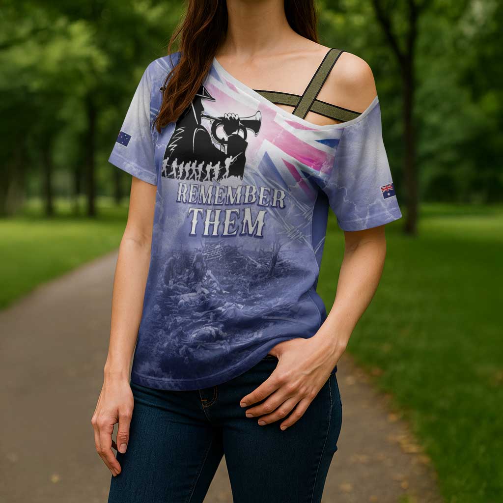 Australia ANZAC Day Cross Shoulder Shirt Battle Of Passchendaele Remember Them