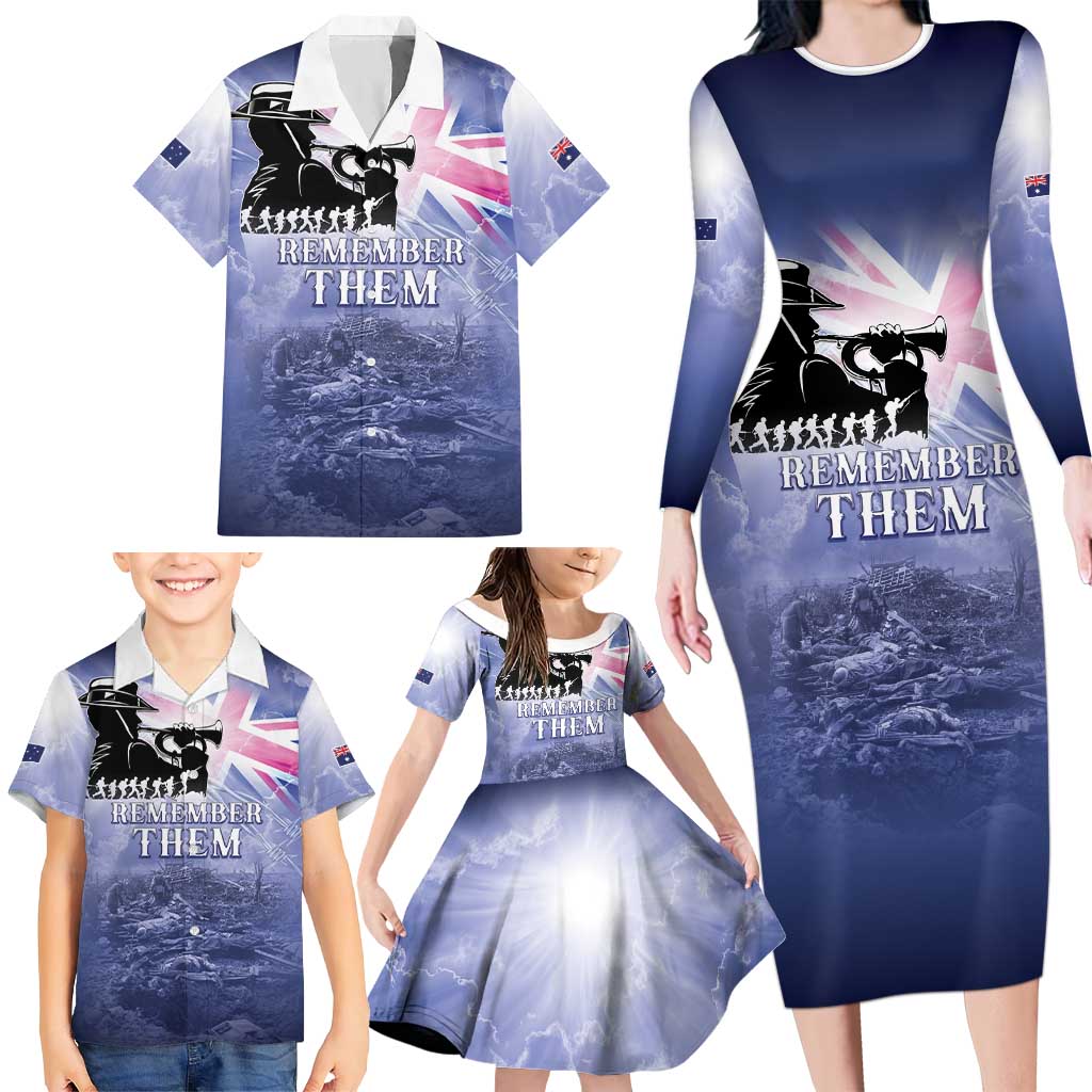 Australia ANZAC Day Family Matching Long Sleeve Bodycon Dress and Hawaiian Shirt Battle Of Passchendaele Remember Them