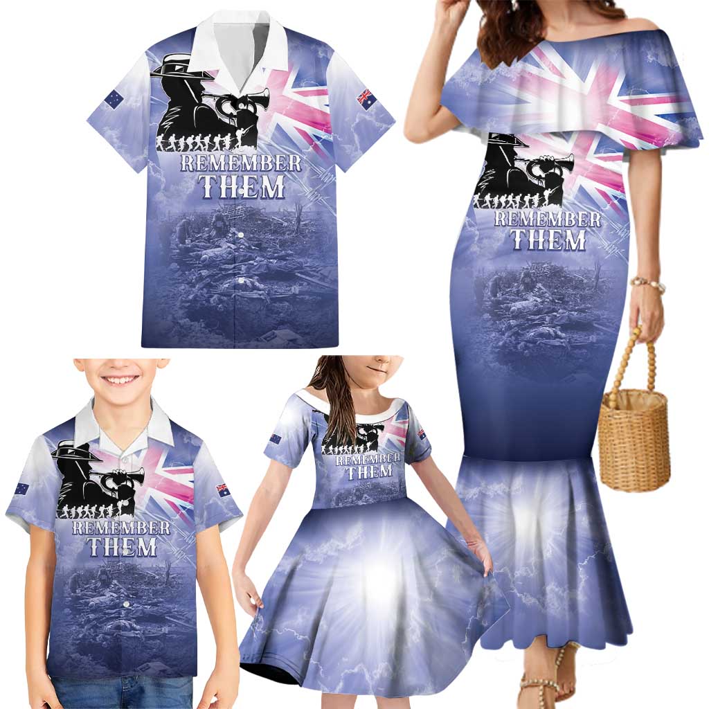 Australia ANZAC Day Family Matching Mermaid Dress and Hawaiian Shirt Battle Of Passchendaele Remember Them