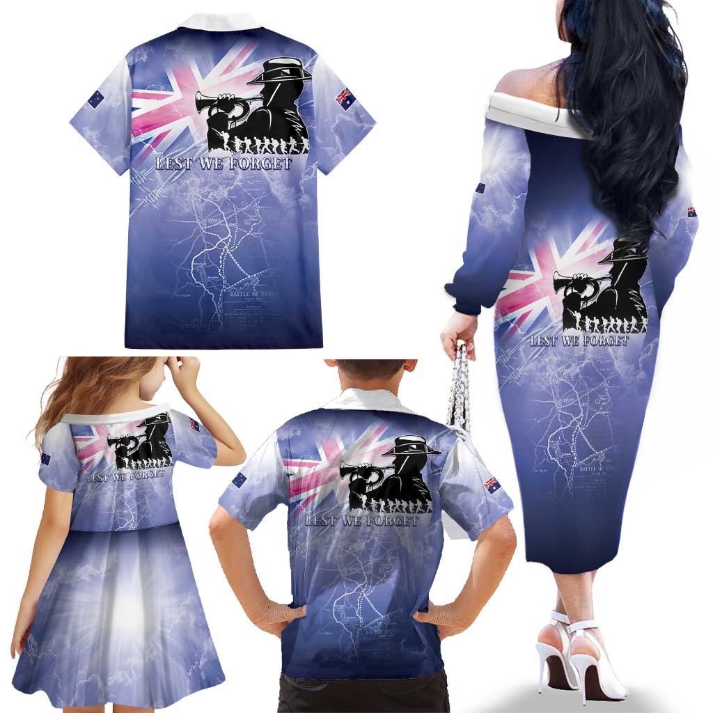 Australia ANZAC Day Family Matching Off The Shoulder Long Sleeve Dress and Hawaiian Shirt Battle Of Passchendaele Remember Them