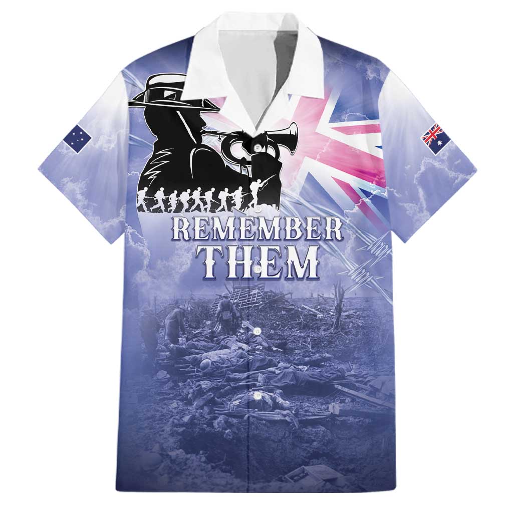 Australia ANZAC Day Family Matching Off The Shoulder Long Sleeve Dress and Hawaiian Shirt Battle Of Passchendaele Remember Them