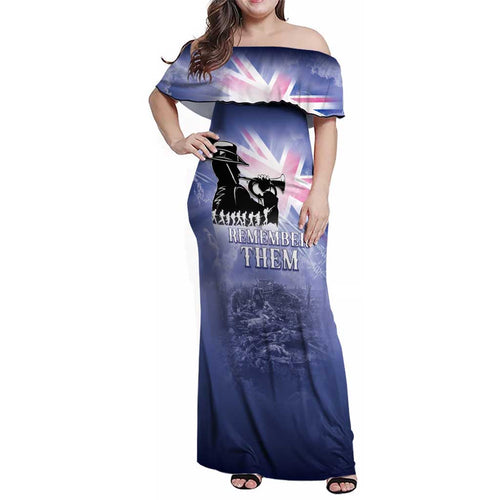 Australia ANZAC Day Family Matching Off Shoulder Maxi Dress and Hawaiian Shirt Battle Of Passchendaele Remember Them
