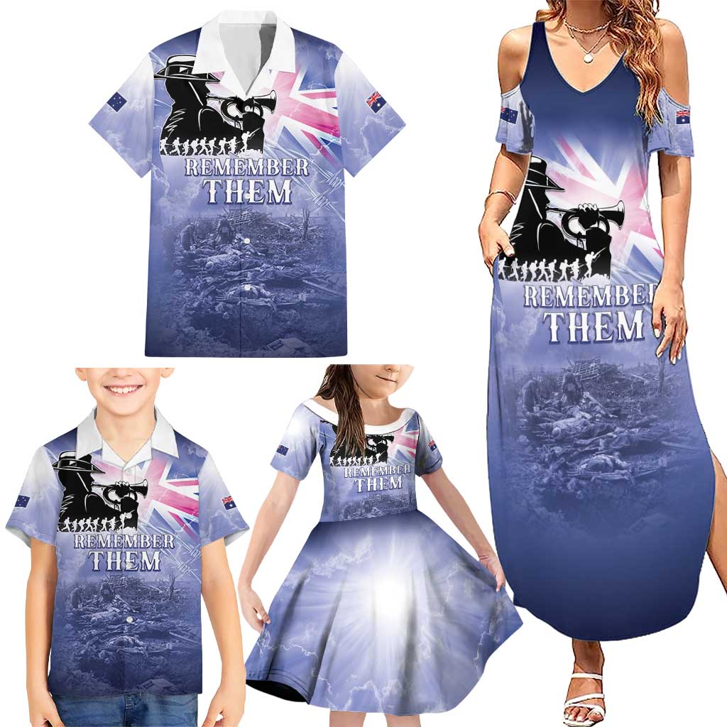 Australia ANZAC Day Family Matching Summer Maxi Dress and Hawaiian Shirt Battle Of Passchendaele Remember Them