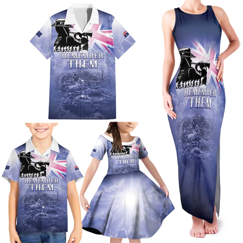 Australia ANZAC Day Family Matching Tank Maxi Dress and Hawaiian Shirt Battle Of Passchendaele Remember Them