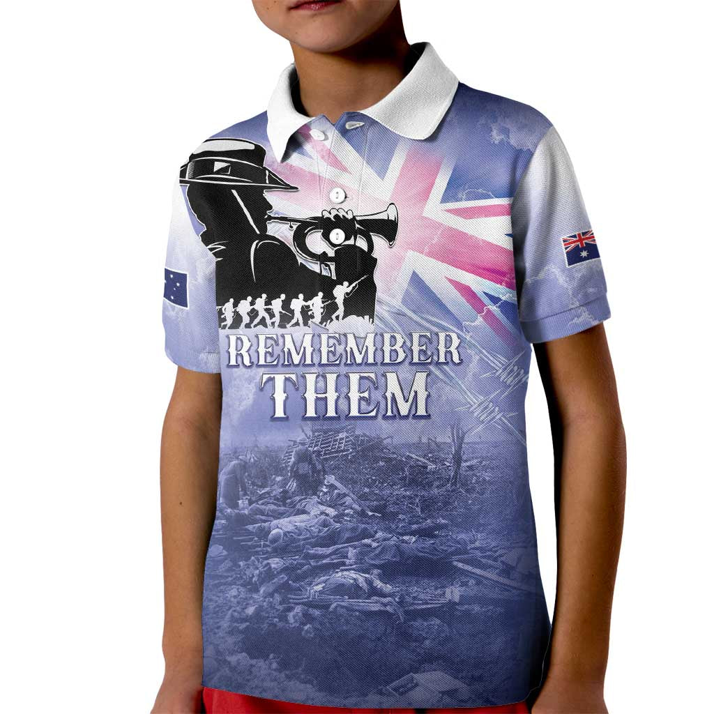 Australia ANZAC Day Kid Polo Shirt Battle Of Passchendaele Remember Them