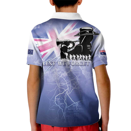 Australia ANZAC Day Kid Polo Shirt Battle Of Passchendaele Remember Them