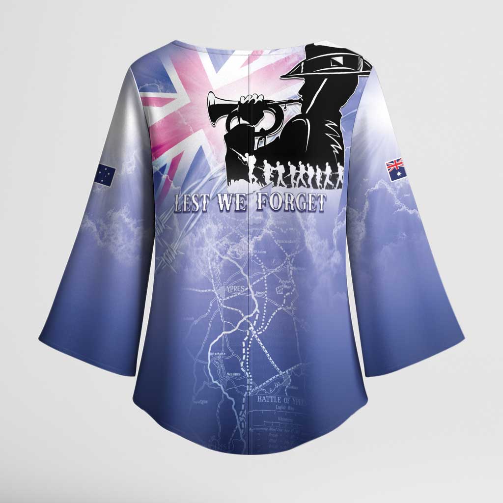 Australia ANZAC Day Kimono Sleeve Blouse Battle Of Passchendaele Remember Them