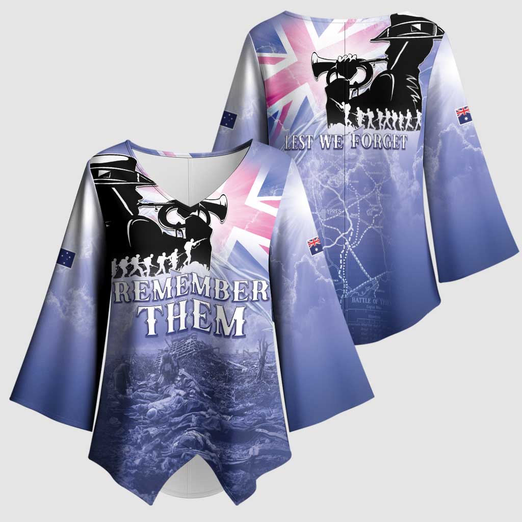 Australia ANZAC Day Kimono Sleeve Blouse Battle Of Passchendaele Remember Them
