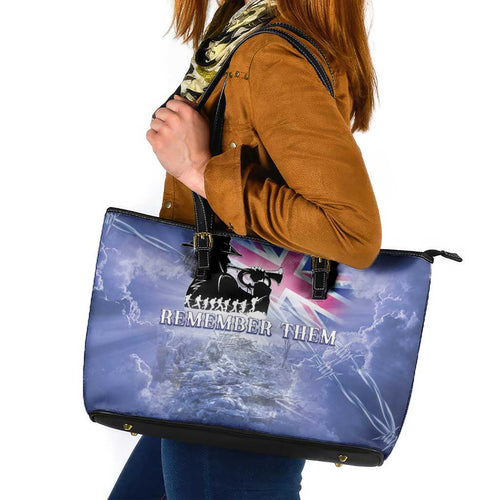 Australia ANZAC Day Leather Tote Bag Battle Of Passchendaele Remember Them