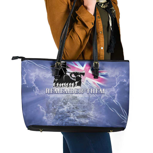 Australia ANZAC Day Leather Tote Bag Battle Of Passchendaele Remember Them