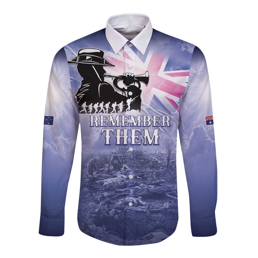 Australia ANZAC Day Long Sleeve Button Shirt Battle Of Passchendaele Remember Them