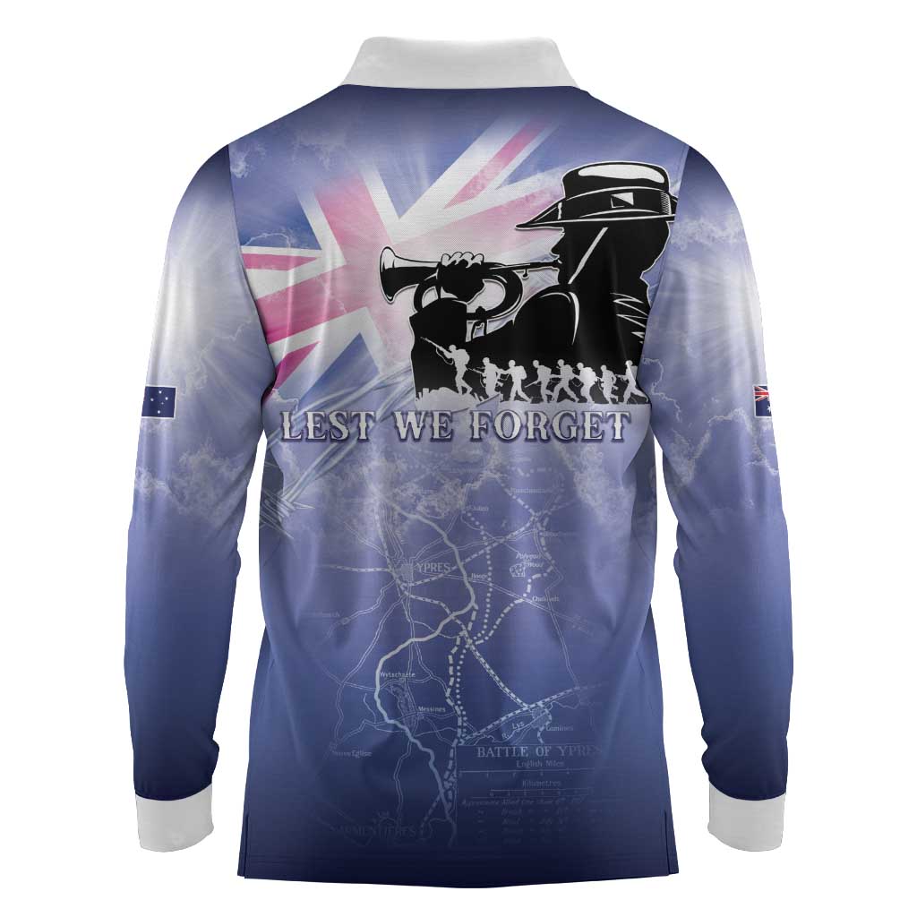 Australia ANZAC Day Long Sleeve Polo Shirt Battle Of Passchendaele Remember Them
