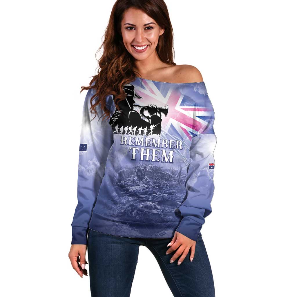Australia ANZAC Day Off Shoulder Sweater Battle Of Passchendaele Remember Them