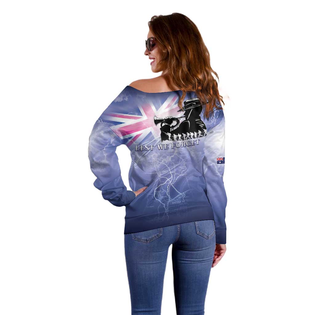 Australia ANZAC Day Off Shoulder Sweater Battle Of Passchendaele Remember Them