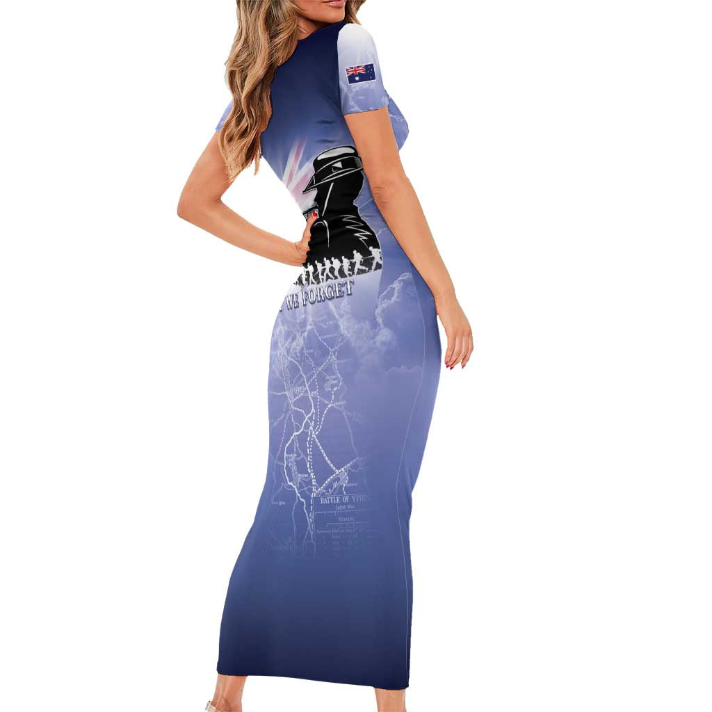 Australia ANZAC Day Short Sleeve Bodycon Dress Battle Of Passchendaele Remember Them