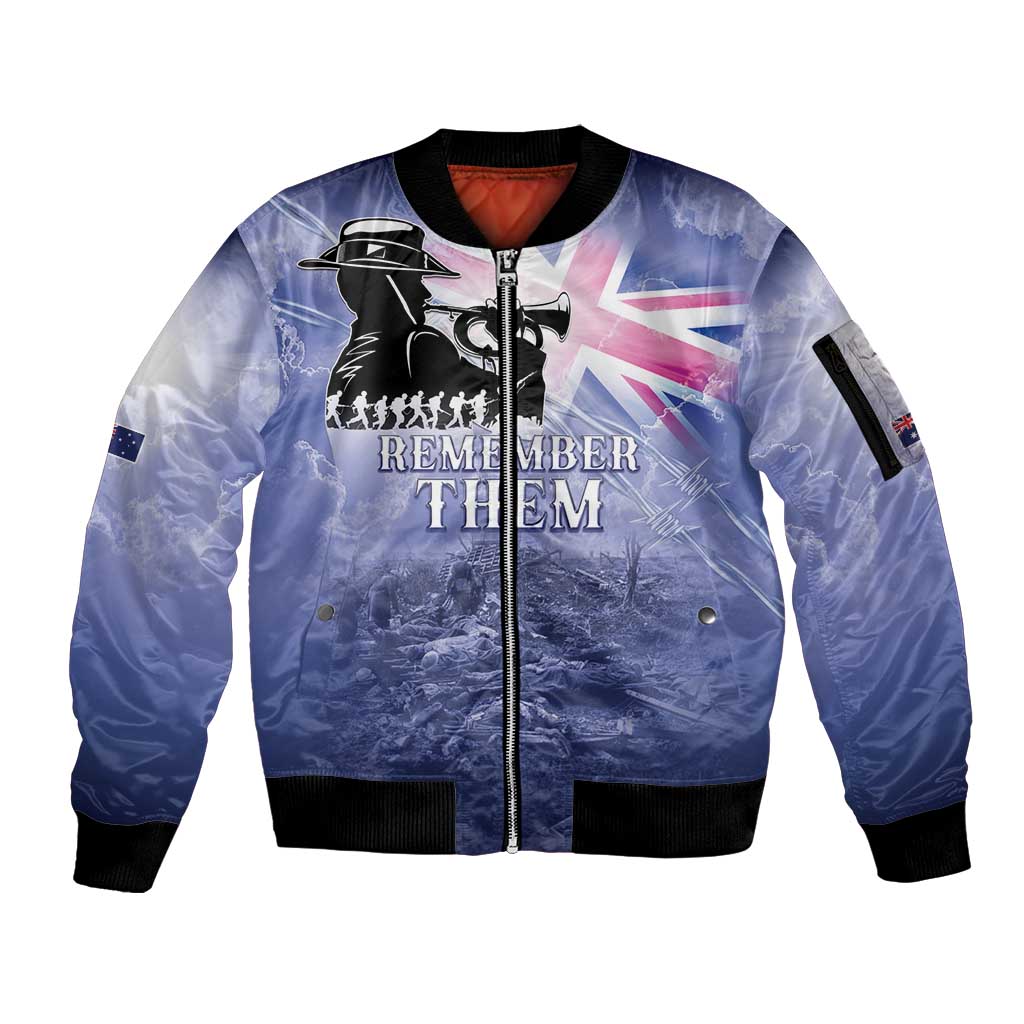 Australia ANZAC Day Sleeve Zip Bomber Jacket Battle Of Passchendaele Remember Them