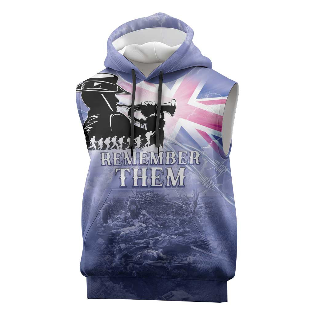Australia ANZAC Day Sleeveless Hoodie Battle Of Passchendaele Remember Them