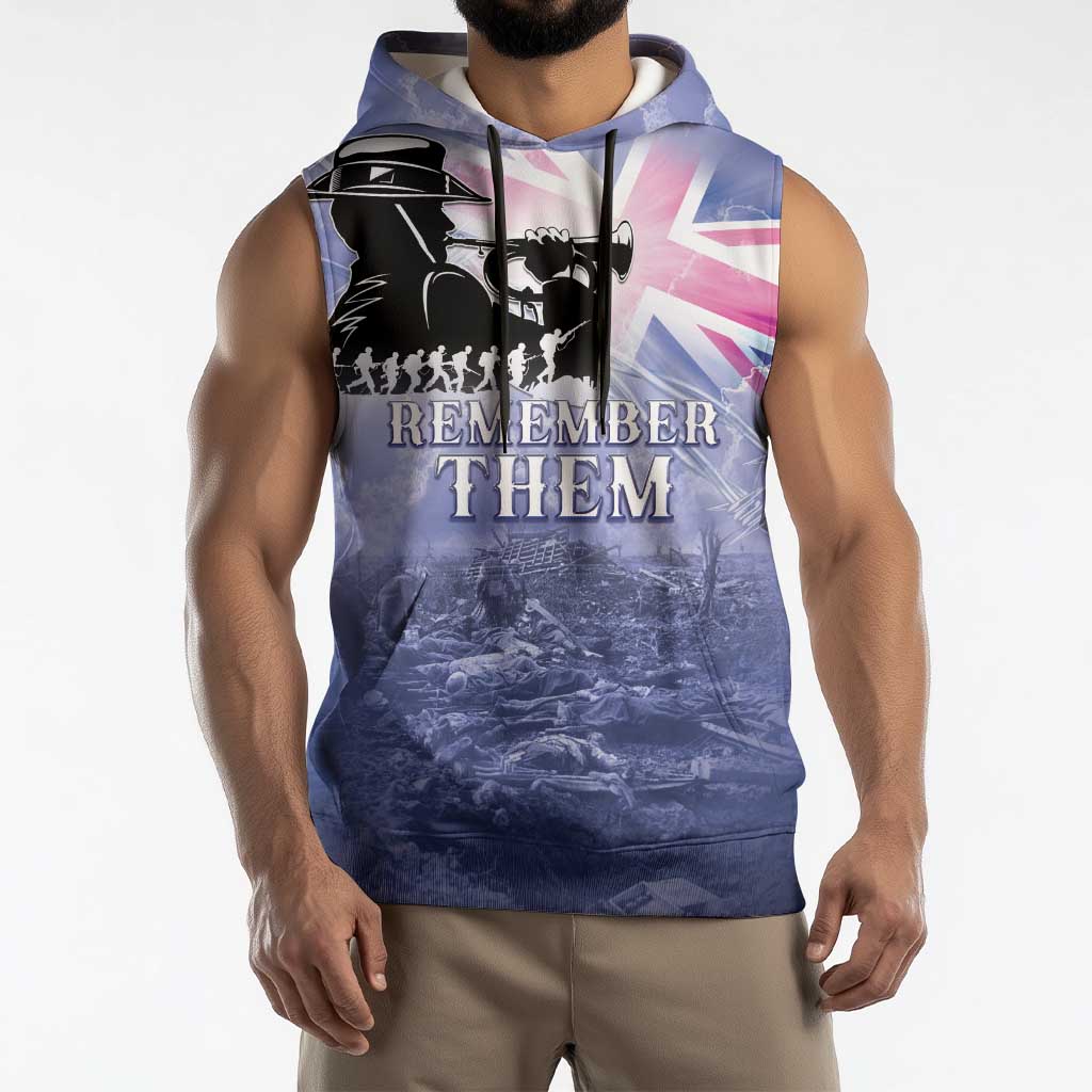 Australia ANZAC Day Sleeveless Hoodie Battle Of Passchendaele Remember Them