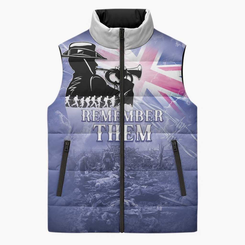 Australia ANZAC Day Sleeveless Puffer Jacket Battle Of Passchendaele Remember Them