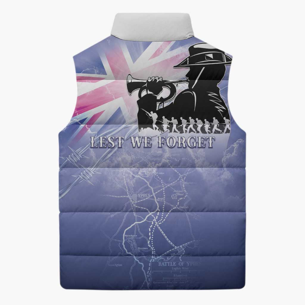 Australia ANZAC Day Sleeveless Puffer Jacket Battle Of Passchendaele Remember Them