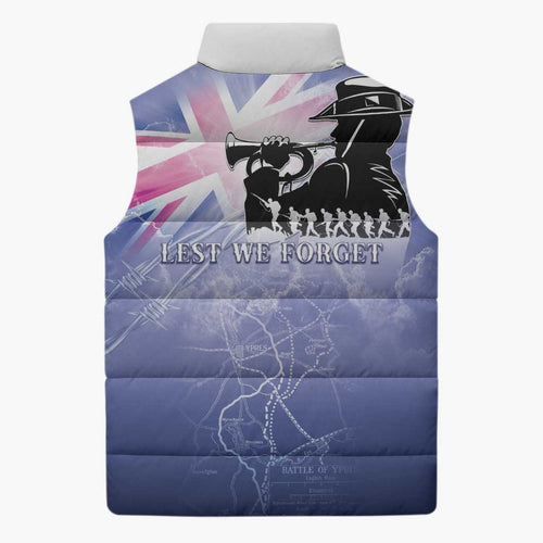 Australia ANZAC Day Sleeveless Puffer Jacket Battle Of Passchendaele Remember Them
