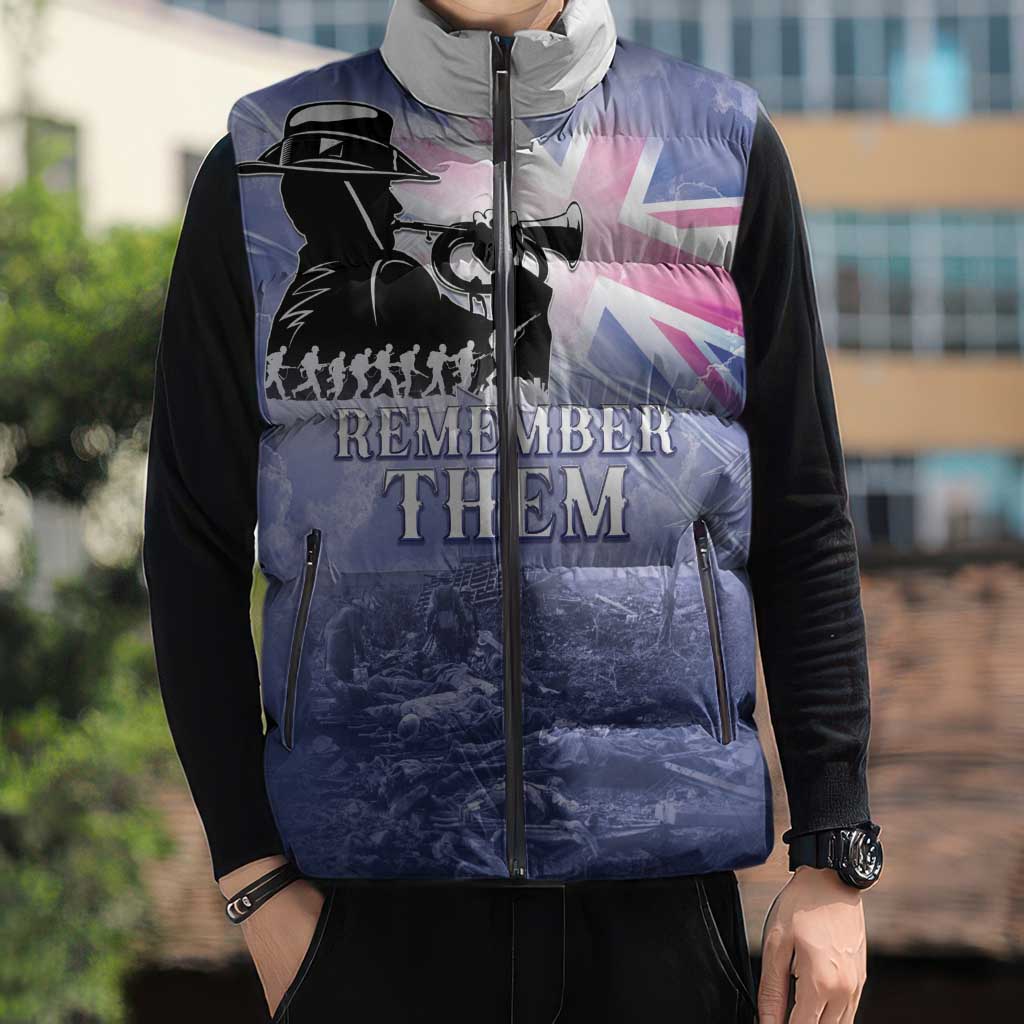 Australia ANZAC Day Sleeveless Puffer Jacket Battle Of Passchendaele Remember Them