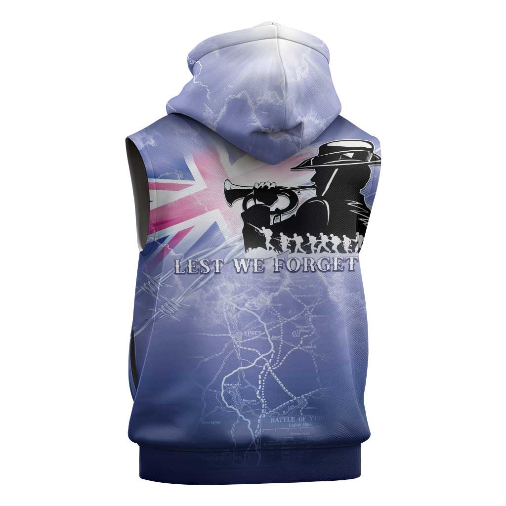 Australia ANZAC Day Sleeveless Zip Hoodie Battle Of Passchendaele Remember Them