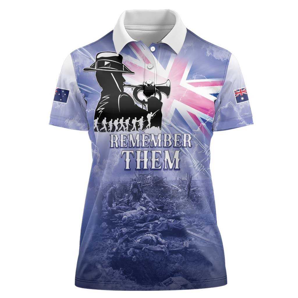 Australia ANZAC Day Women Polo Shirt Battle Of Passchendaele Remember Them