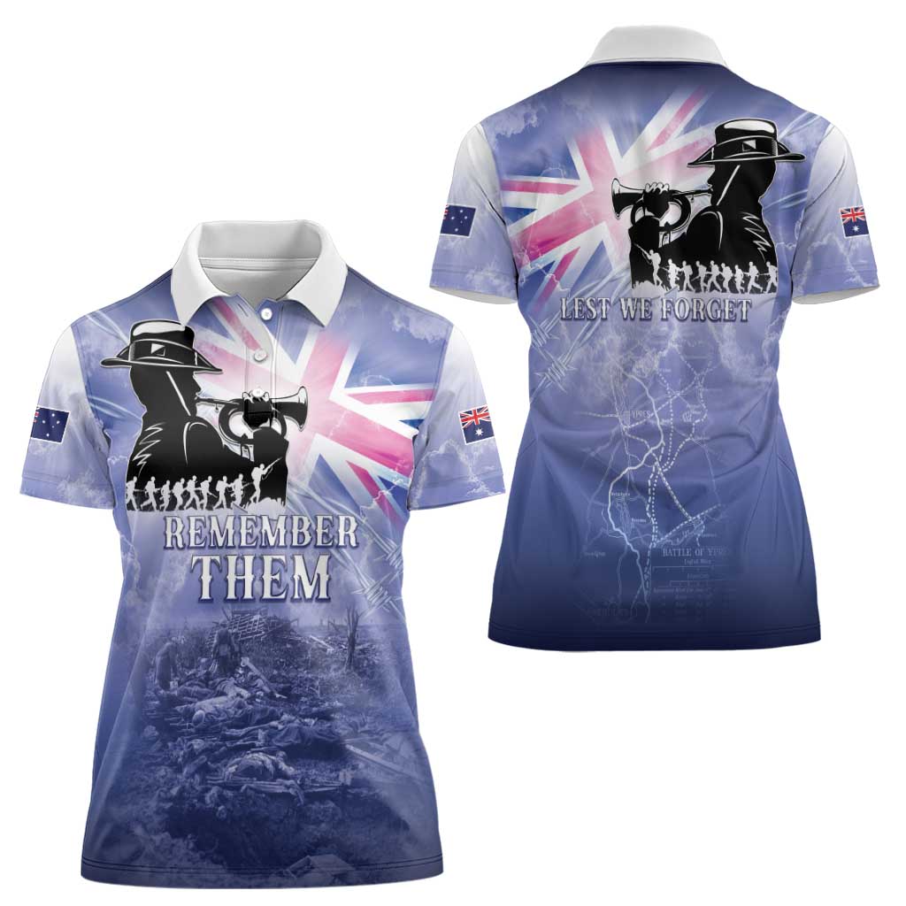 Australia ANZAC Day Women Polo Shirt Battle Of Passchendaele Remember Them