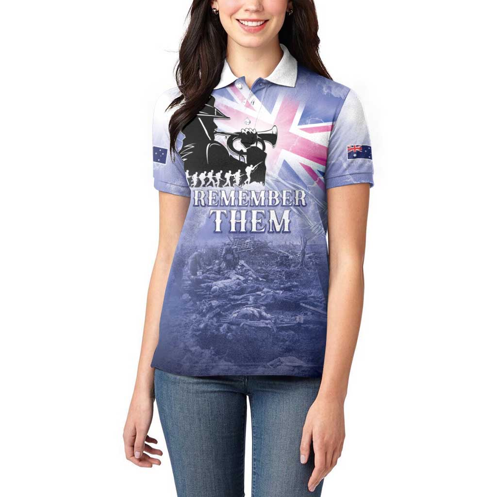 Australia ANZAC Day Women Polo Shirt Battle Of Passchendaele Remember Them