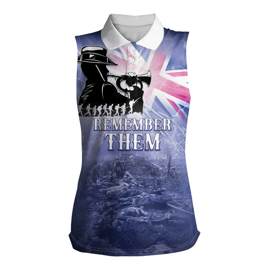 Australia ANZAC Day Women Sleeveless Polo Shirt Battle Of Passchendaele Remember Them