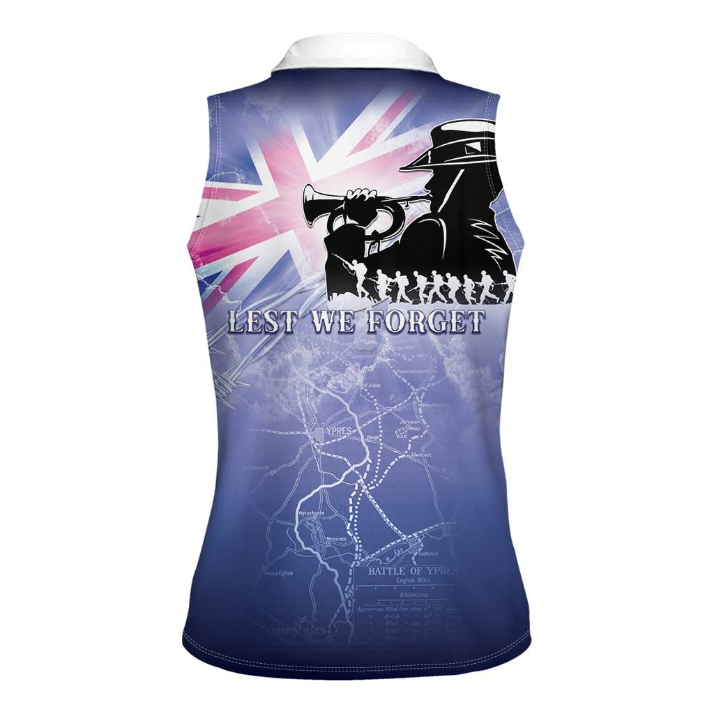 Australia ANZAC Day Women Sleeveless Polo Shirt Battle Of Passchendaele Remember Them