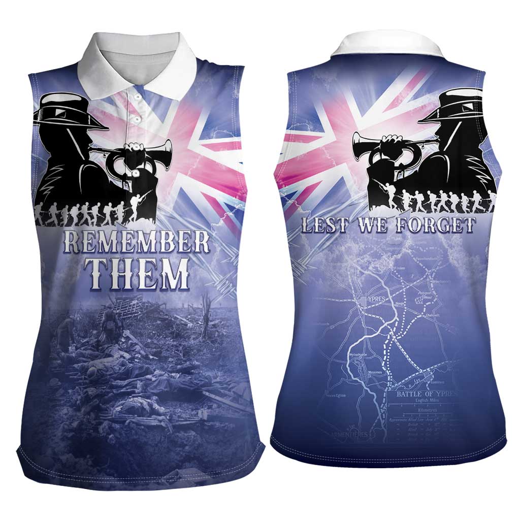 Australia ANZAC Day Women Sleeveless Polo Shirt Battle Of Passchendaele Remember Them