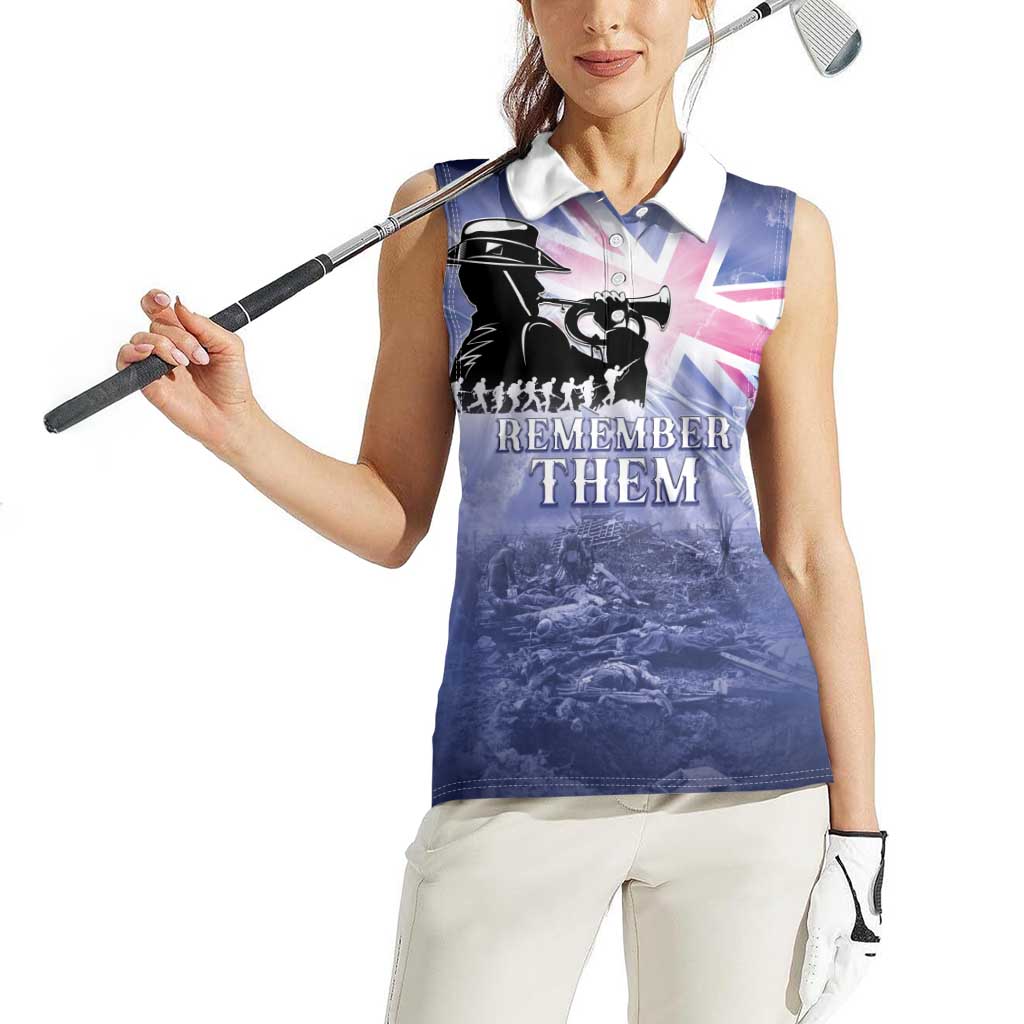 Australia ANZAC Day Women Sleeveless Polo Shirt Battle Of Passchendaele Remember Them