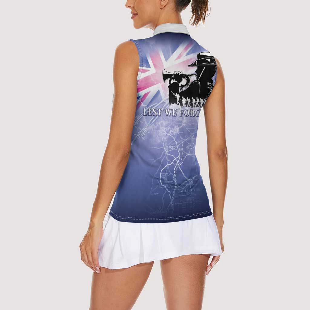 Australia ANZAC Day Women Sleeveless Polo Shirt Battle Of Passchendaele Remember Them
