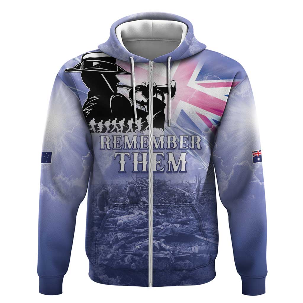 Australia ANZAC Day Zip Hoodie Battle Of Passchendaele Remember Them