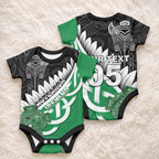New Zealand And Ireland Rugby Custom Baby Onesie Silver Fern With Celtic Cross