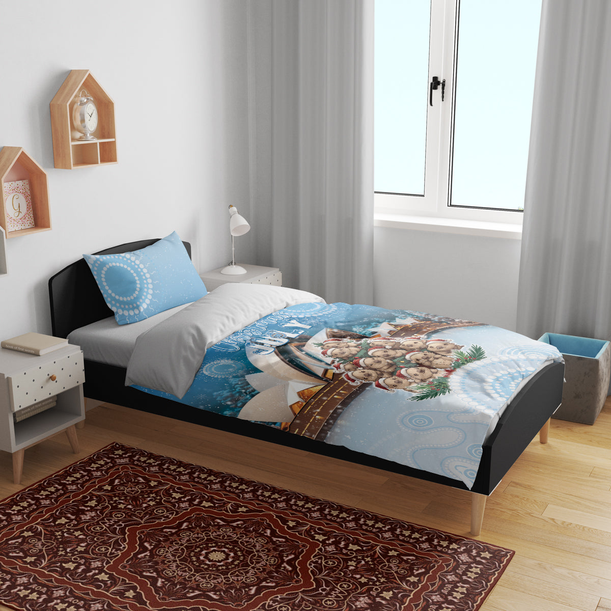 Australia Yulefest Bedding Set Cute Wombat Sydney Opera House