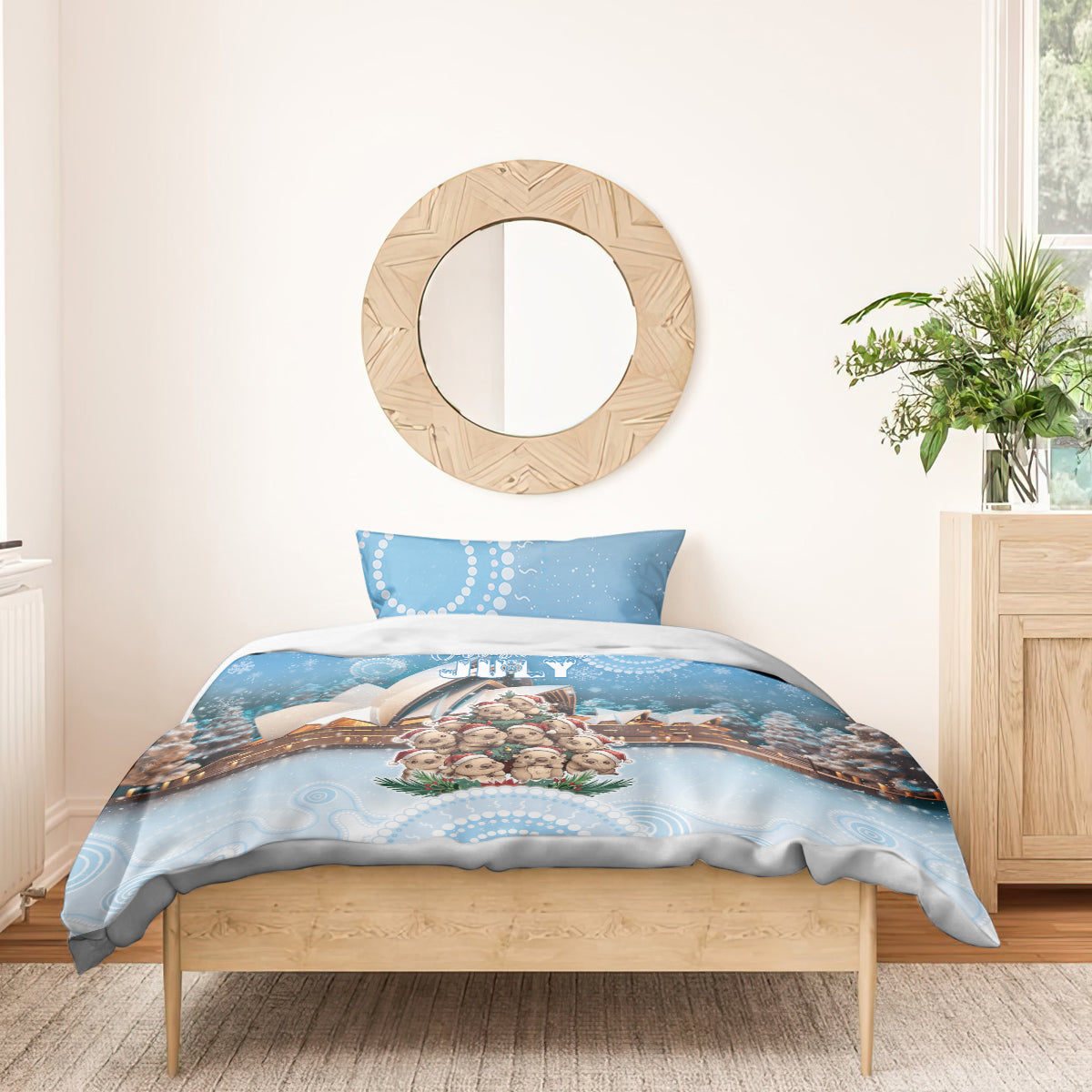 Australia Yulefest Bedding Set Cute Wombat Sydney Opera House