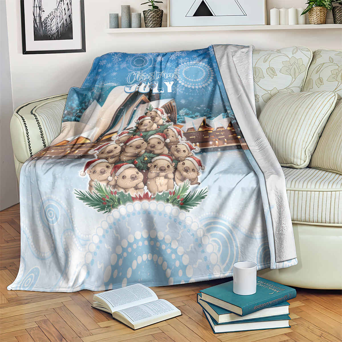 Australia Yulefest Blanket Cute Wombat Sydney Opera House
