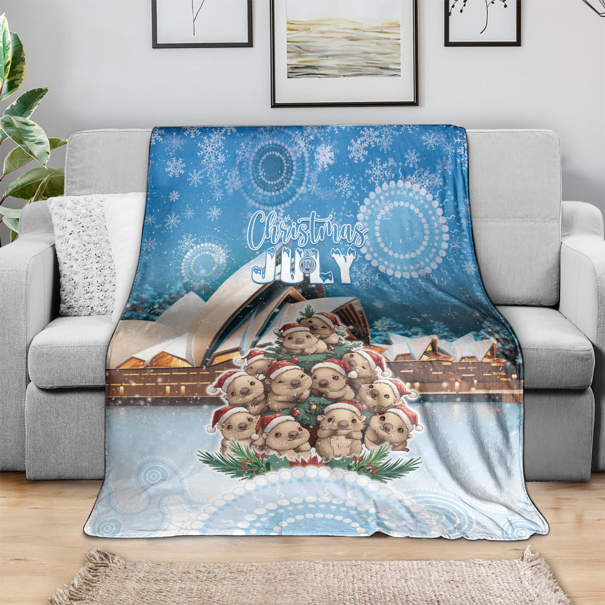 Australia Yulefest Blanket Cute Wombat Sydney Opera House