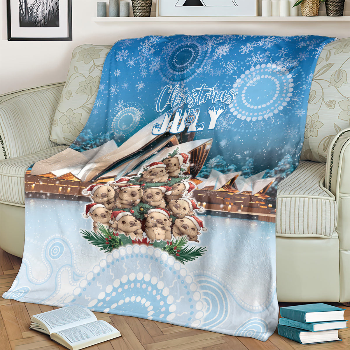Australia Yulefest Blanket Cute Wombat Sydney Opera House